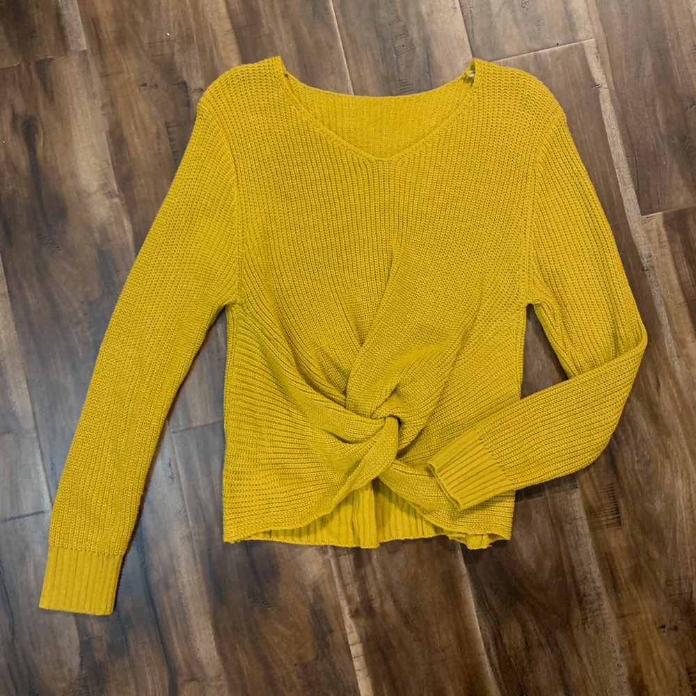 Mustard Knit Knot Sweater